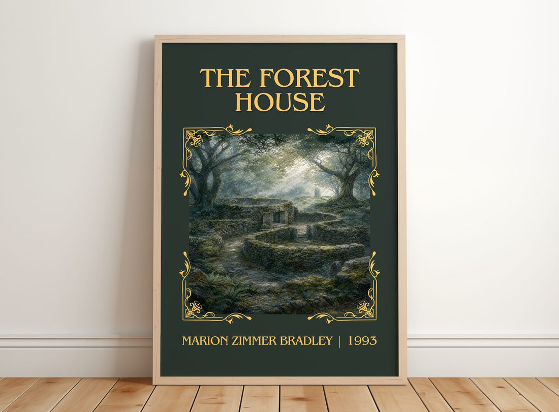 The Forest House Classic Book Art Print by Marion Zimmer Bradley – framed print leaning on a wooden floor