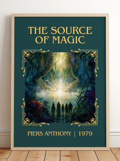The Source of Magic Classic Book Art Print by Piers Anthony – framed print leaning on a wooden floor