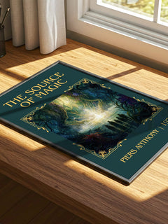 The Source of Magic Classic Book Art Print by Piers Anthony – print on a sunlit desk