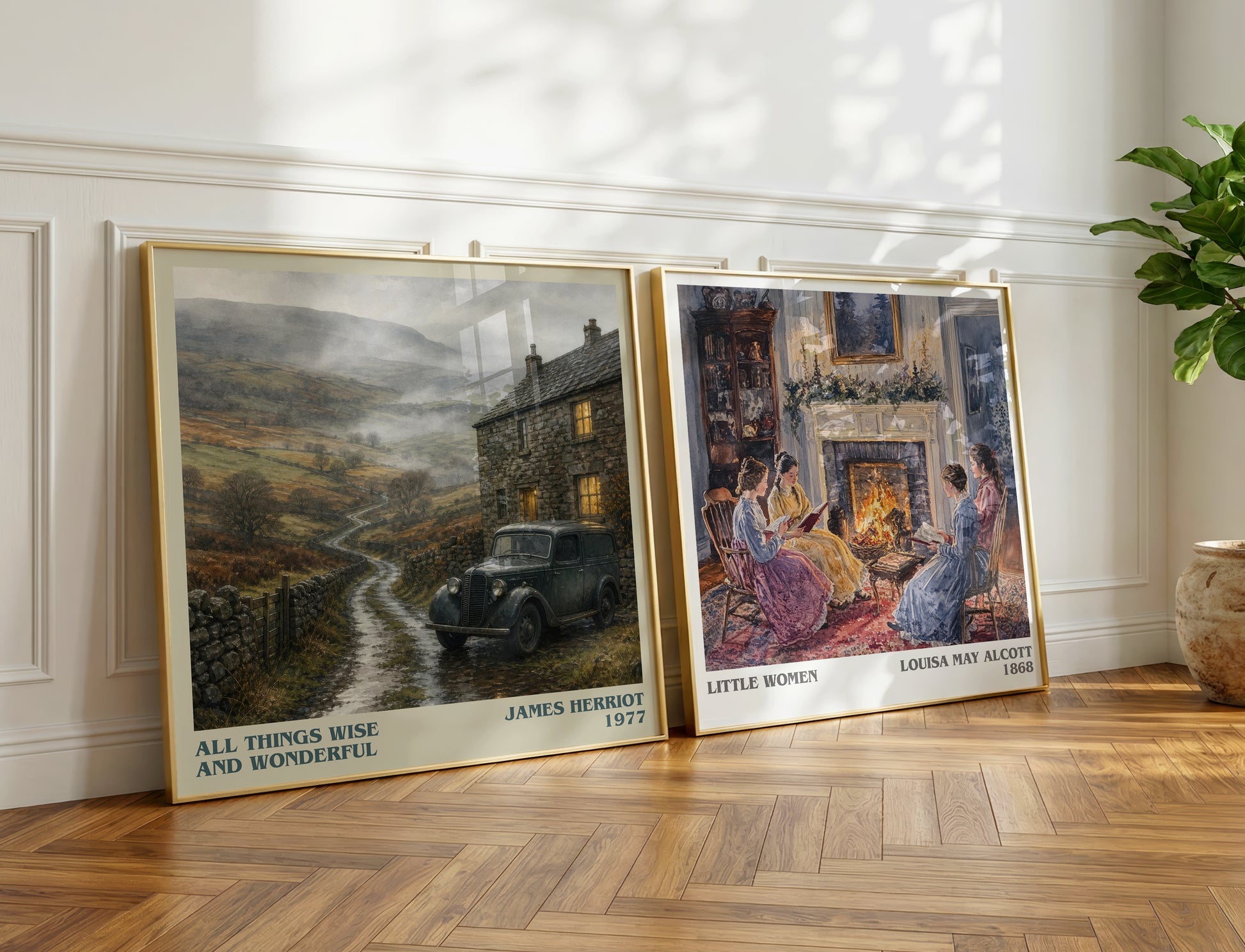 All Things Wise And Wonderful literary print on bookshelf – James Herriot fan gift