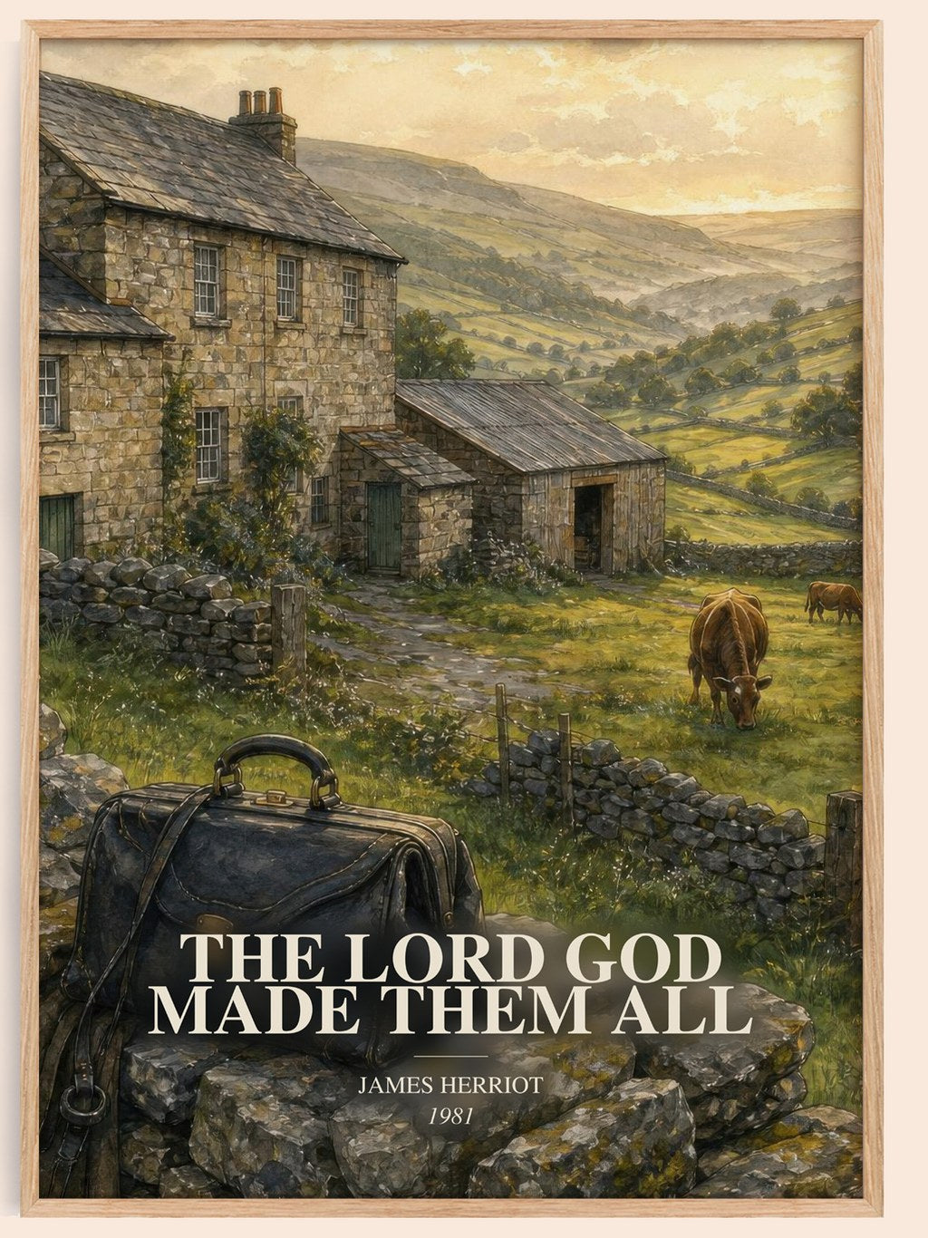 The Lord God Made Them All watercolour book poster by James Herriot – framed literary art print