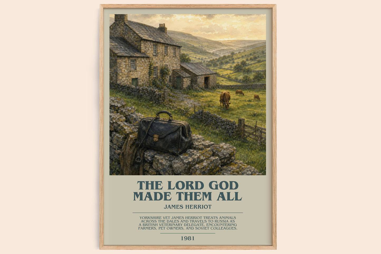 The Lord God Made Them All bookish book poster by James Herriot – framed literary art print
