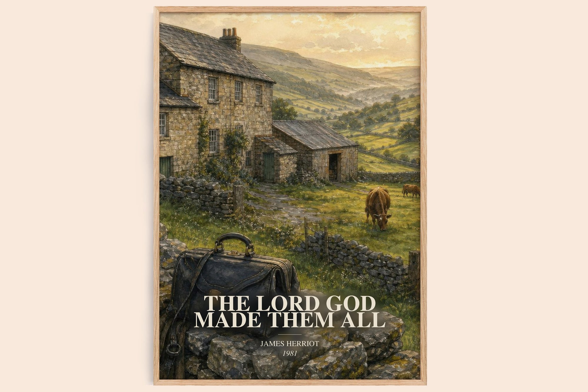 The Lord God Made Them All watercolour book poster by James Herriot – framed literary art print