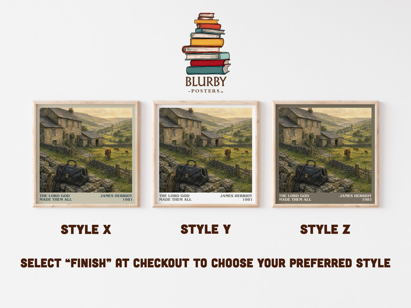 The Lord God Made Them All literary print in frame leaning in hallway – memoir wall art