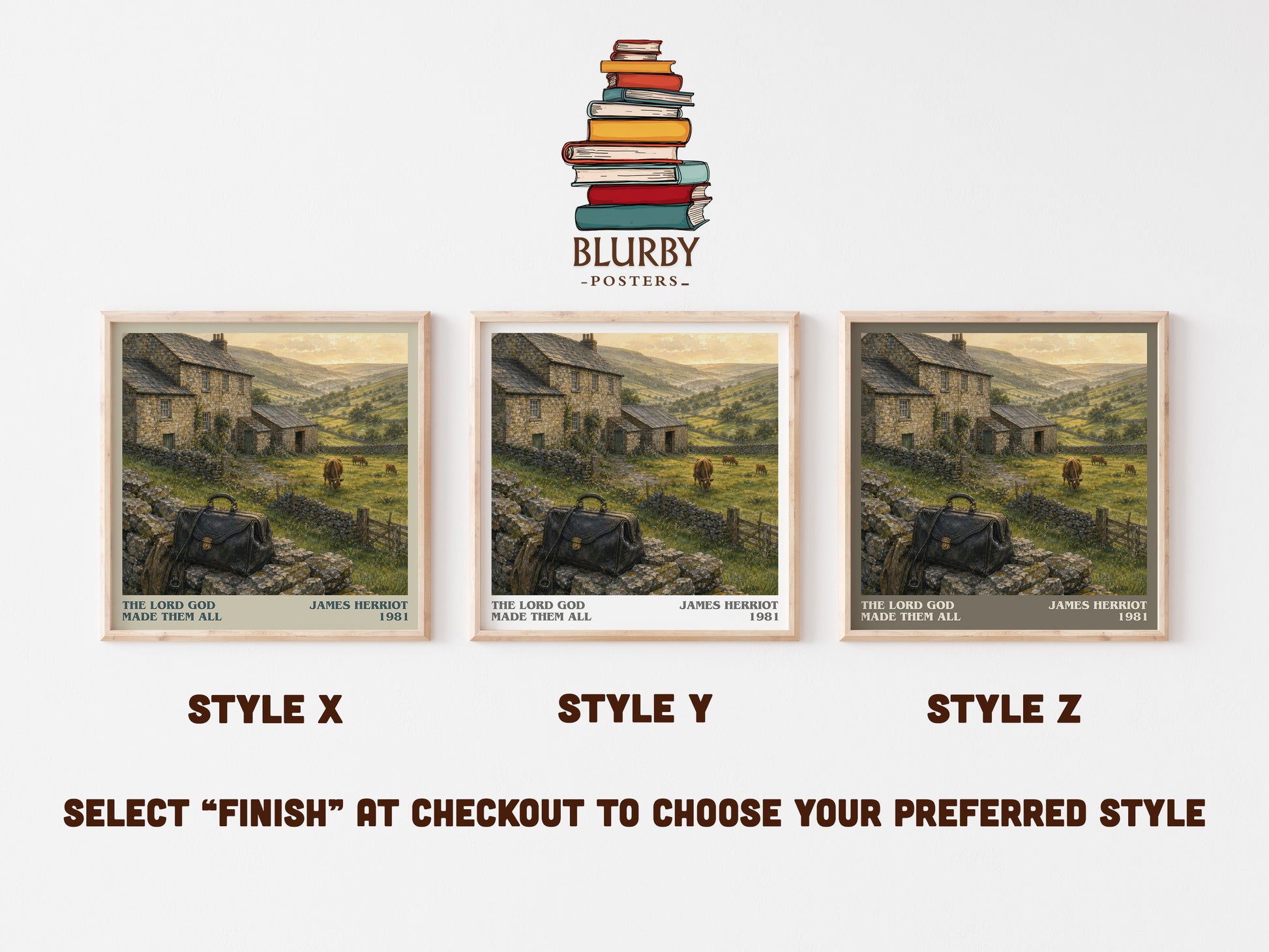 The Lord God Made Them All literary print in frame leaning in hallway – memoir wall art