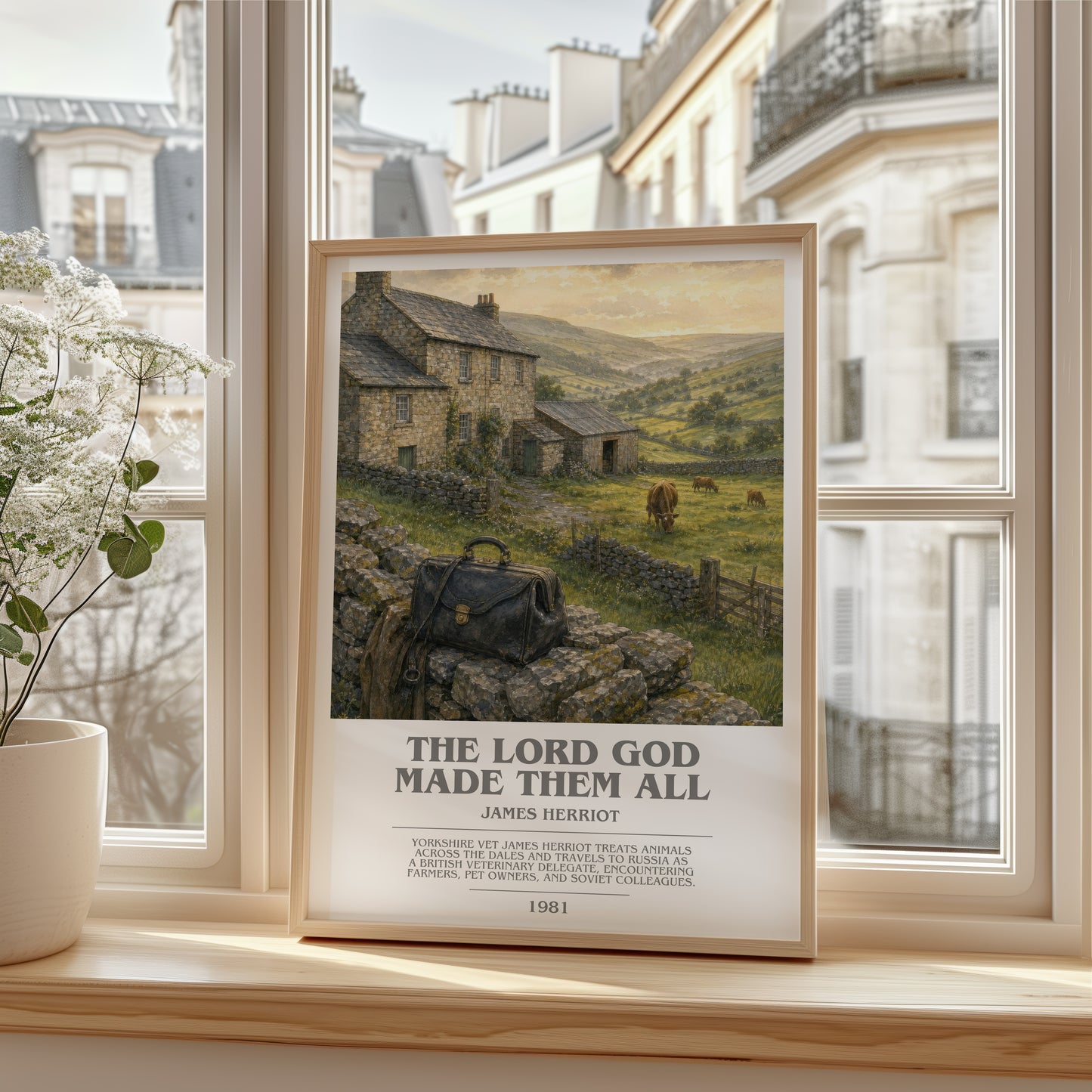 The Lord God Made Them All bookish poster colour and style options – James Herriot book art
