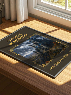 Storm Warning Classic Book Art Print by Mercedes Lackey – print on a sunlit desk