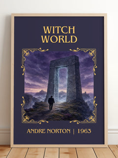 Witch World Classic Book Art Print by Andre Norton – framed print leaning on a wooden floor