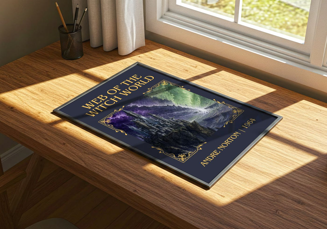 Web of the Witch World Classic Book Art Print by Andre Norton – print on a sunlit desk