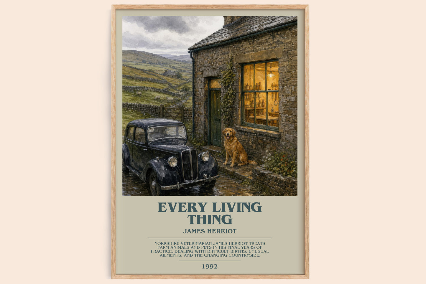Every Living Thing bookish book poster by James Herriot – framed literary art print