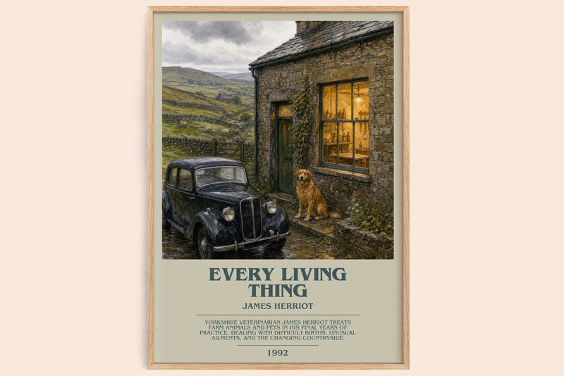 Every Living Thing bookish book poster by James Herriot – framed literary art print