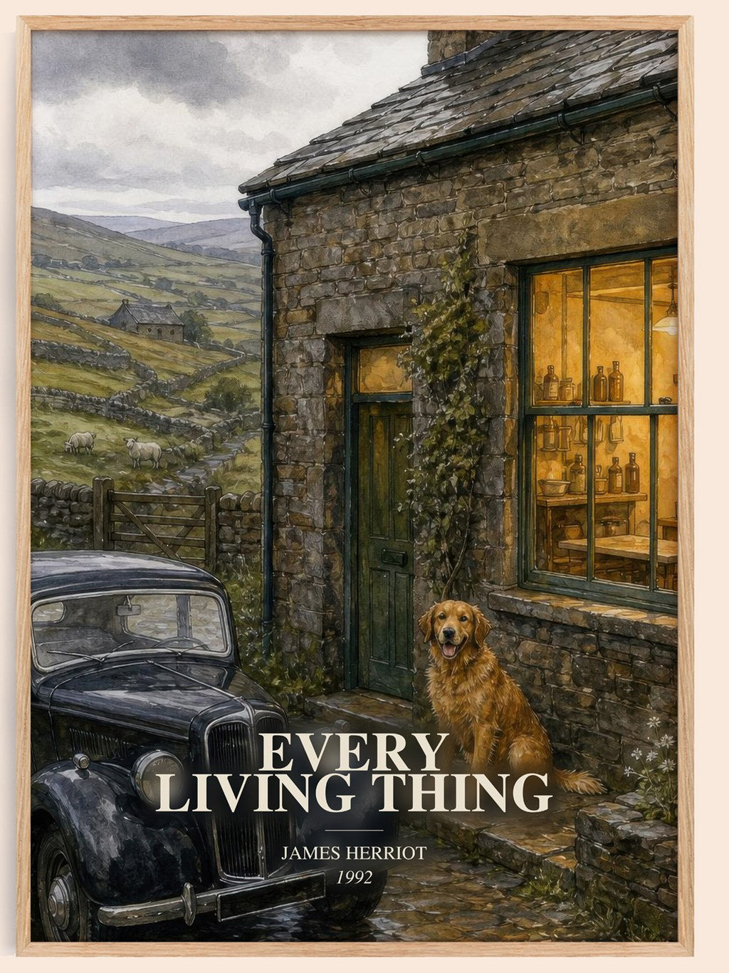 Every Living Thing watercolour book poster by James Herriot – framed literary art print