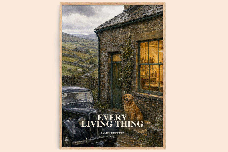 Every Living Thing watercolour book poster by James Herriot – framed literary art print