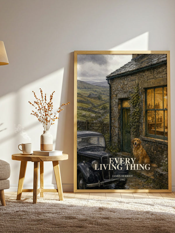 Every Living Thing watercolour print in frame leaning in hallway – memoir wall art