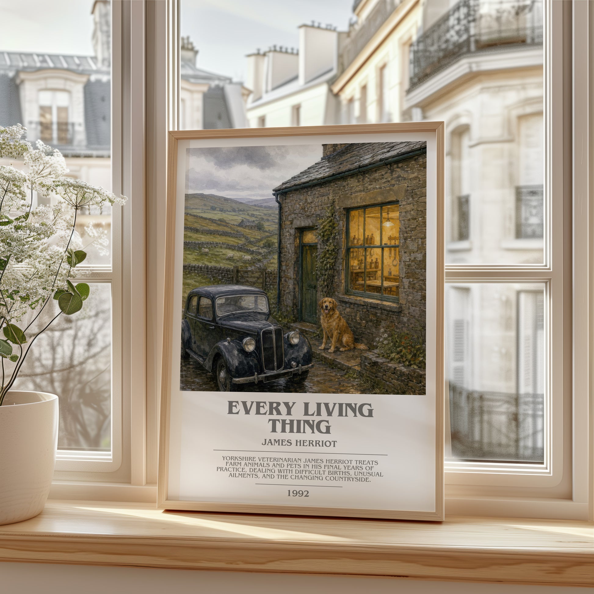 Every Living Thing bookish poster colour and style options – James Herriot book art