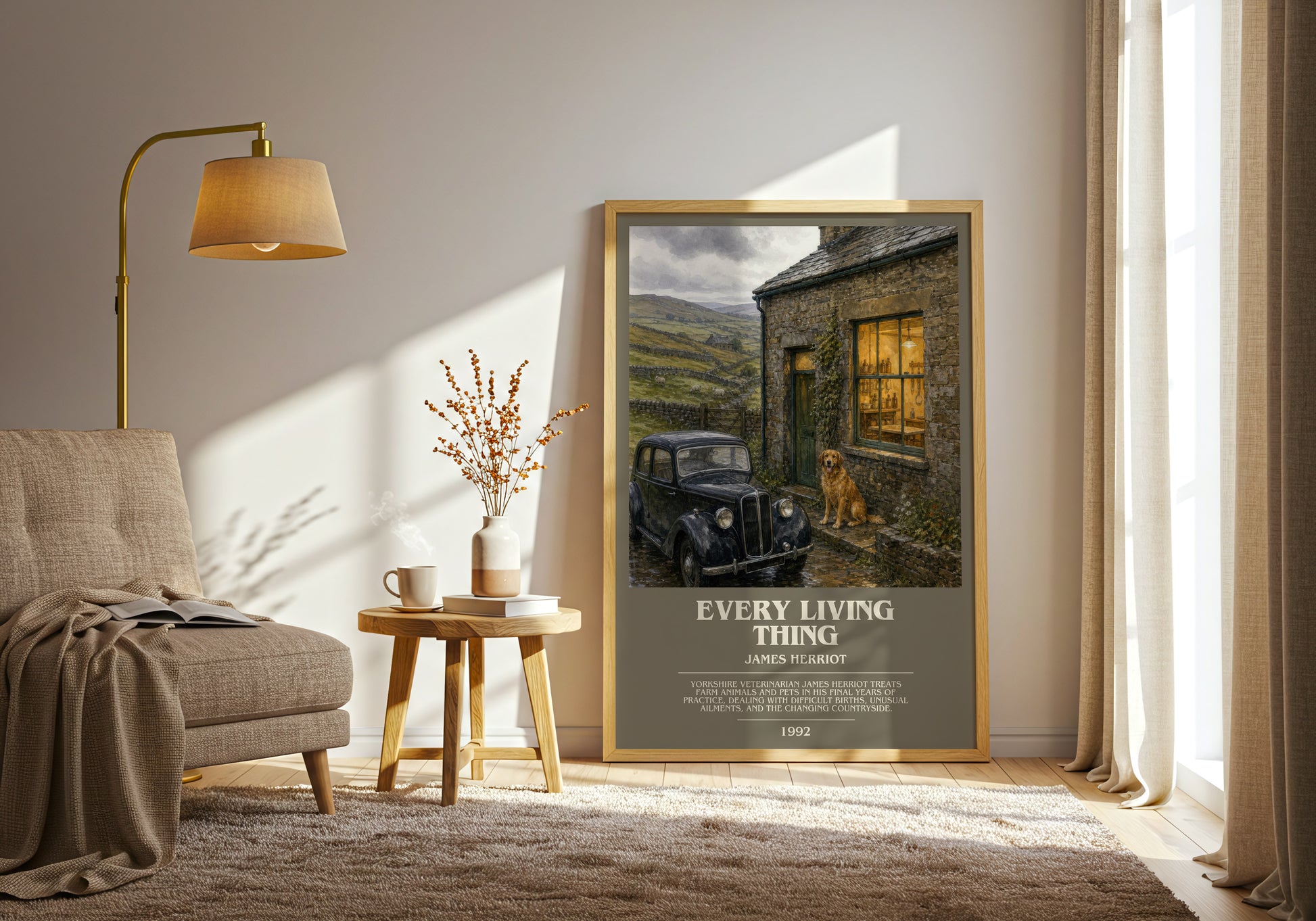 Every Living Thing bookish print on bookshelf – James Herriot fan gift