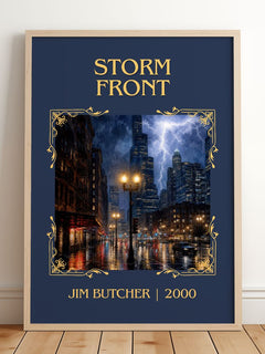 Storm Front Classic Book Art Print by Jim Butcher – framed print leaning on a wooden floor