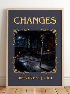 Changes Classic Book Art Print by Jim Butcher – framed print leaning on a wooden floor