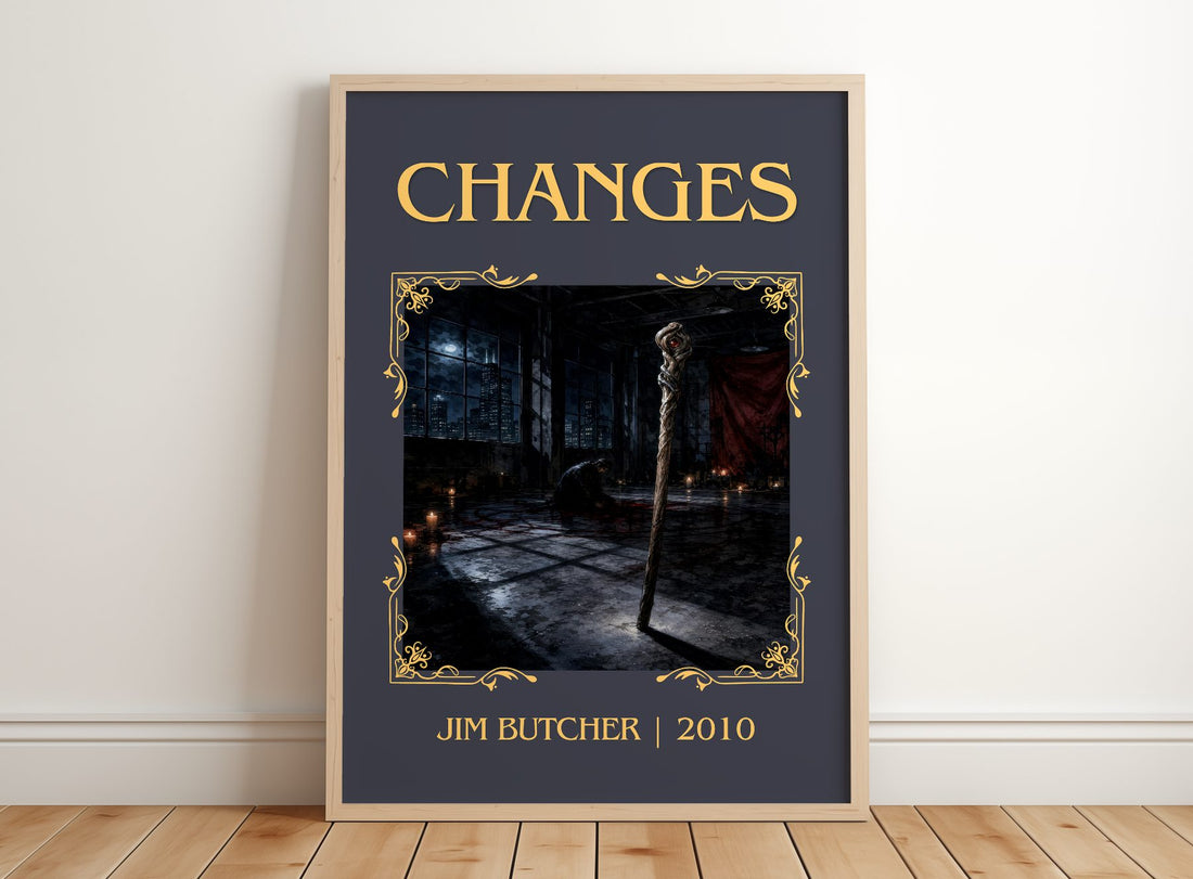 Changes Classic Book Art Print by Jim Butcher – framed print leaning on a wooden floor