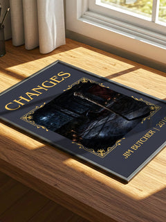 Changes Classic Book Art Print by Jim Butcher – print on a sunlit desk