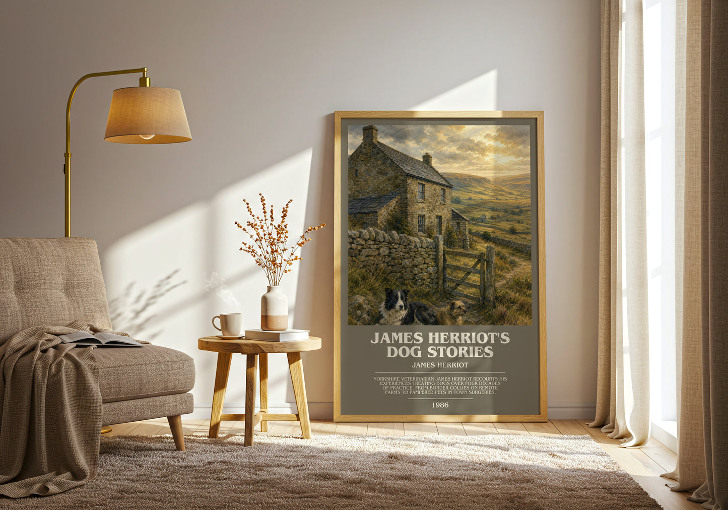 James Herriot'S Dog Stories bookish print on bookshelf – James Herriot fan gift