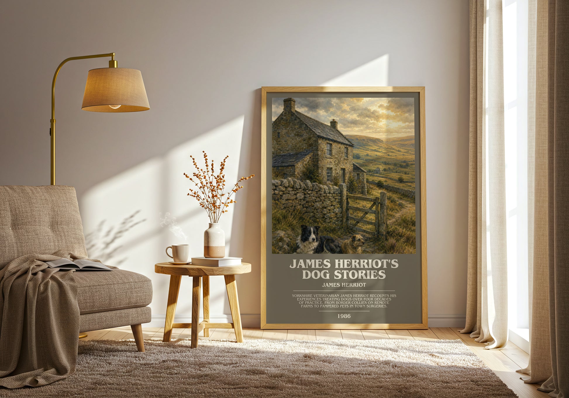 James Herriot'S Dog Stories bookish print on bookshelf – James Herriot fan gift
