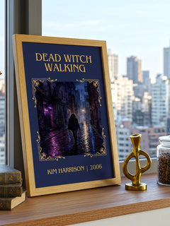 Dead Witch Walking Classic Book Art Print by Kim Harrison – framed print on a city-view windowsill