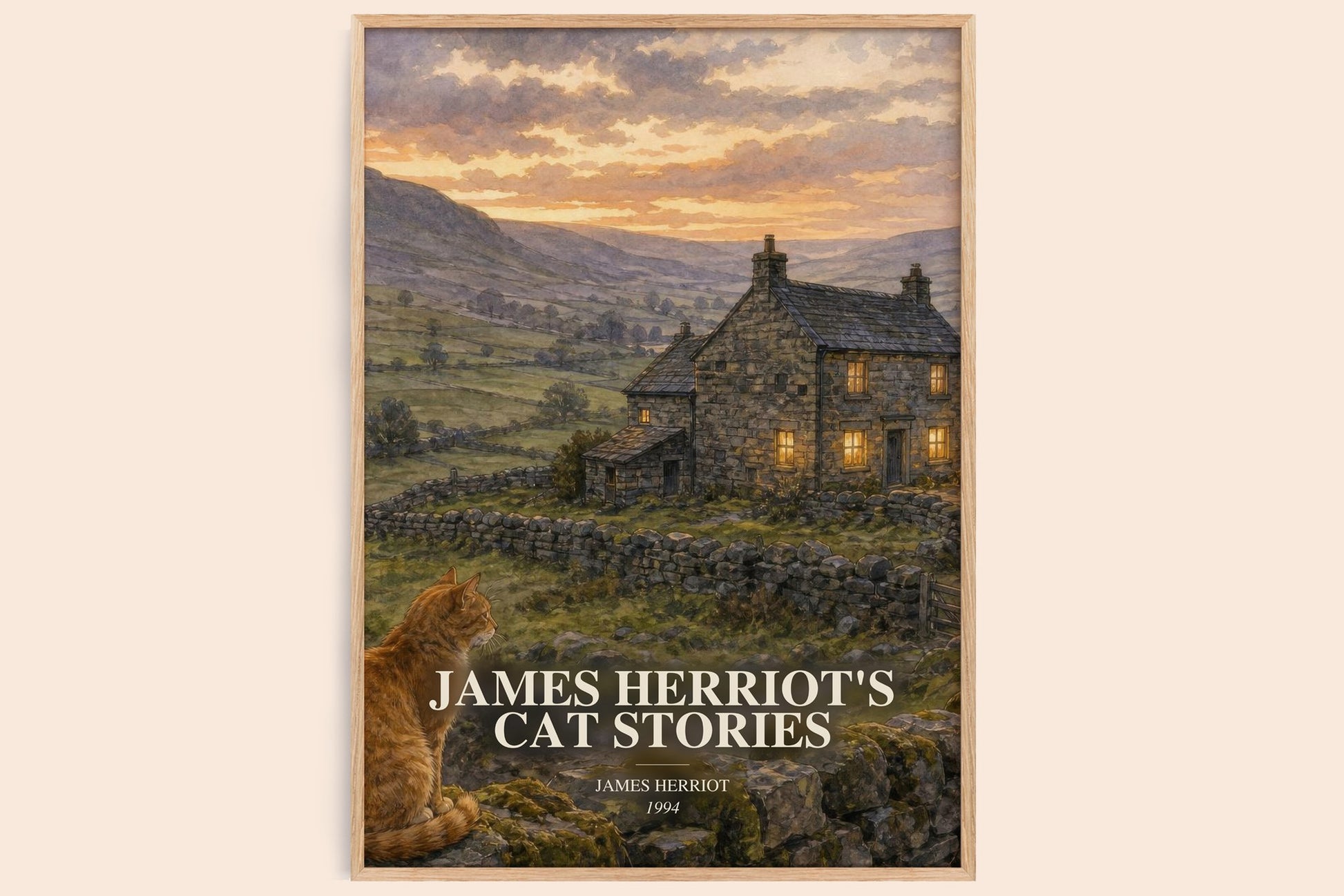 James Herriot'S Cat Stories watercolour book poster by James Herriot – framed literary art print