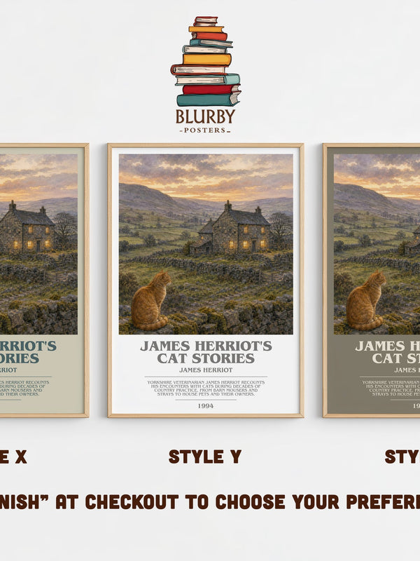 James Herriot'S Cat Stories bookish print in frame leaning in hallway – memoir wall art