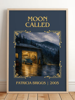 Moon Called Classic Book Art Print by Patricia Briggs – framed print leaning on a wooden floor
