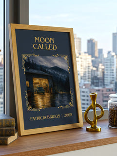 Moon Called Classic Book Art Print by Patricia Briggs – framed print on a city-view windowsill