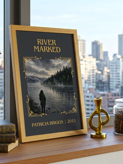 River Marked Classic Book Art Print by Patricia Briggs – framed print on a city-view windowsill