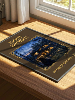 Night Broken Classic Book Art Print by Patricia Briggs – print on a sunlit desk