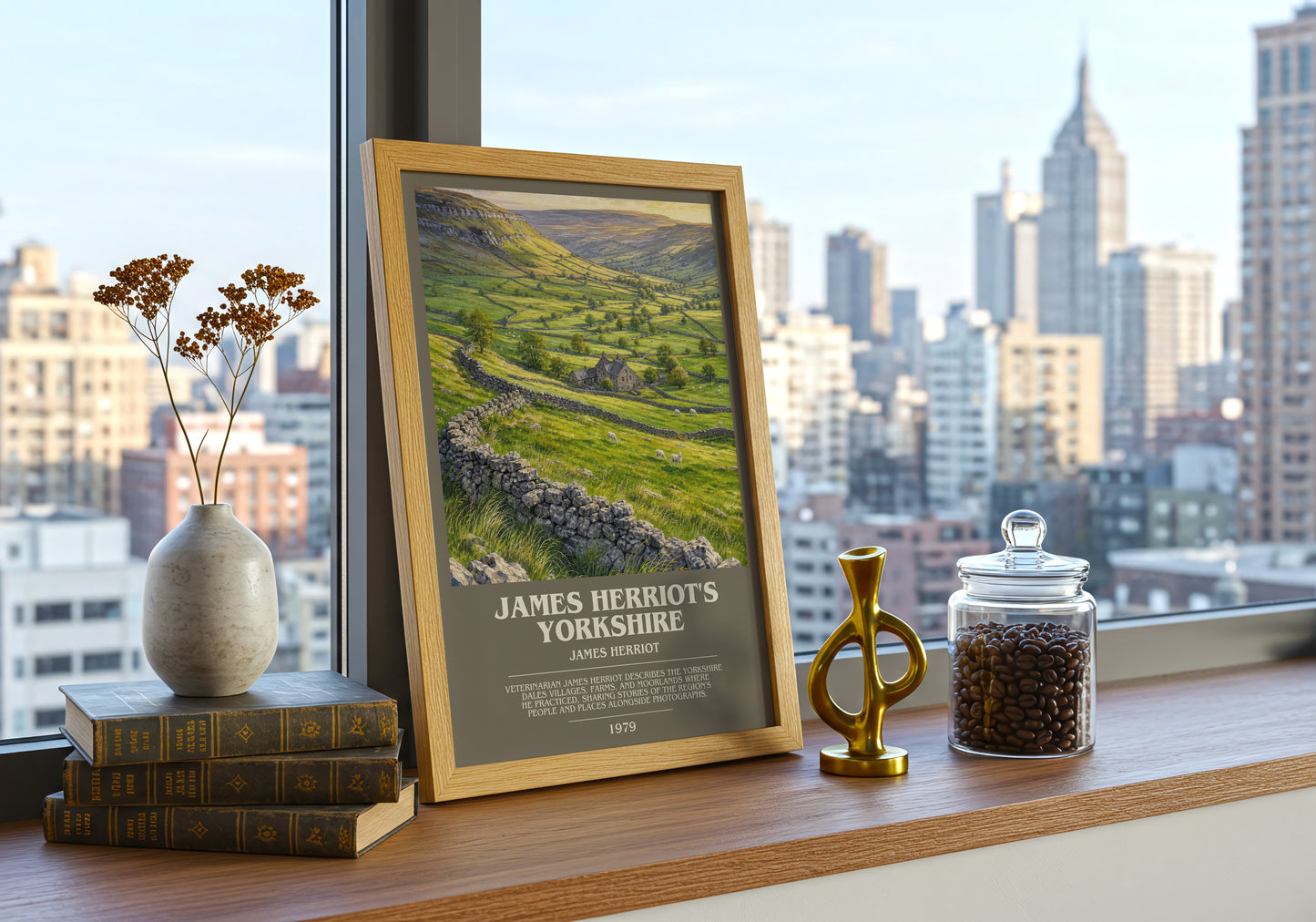 James Herriot'S Yorkshire bookish print framed by window – literary home decor