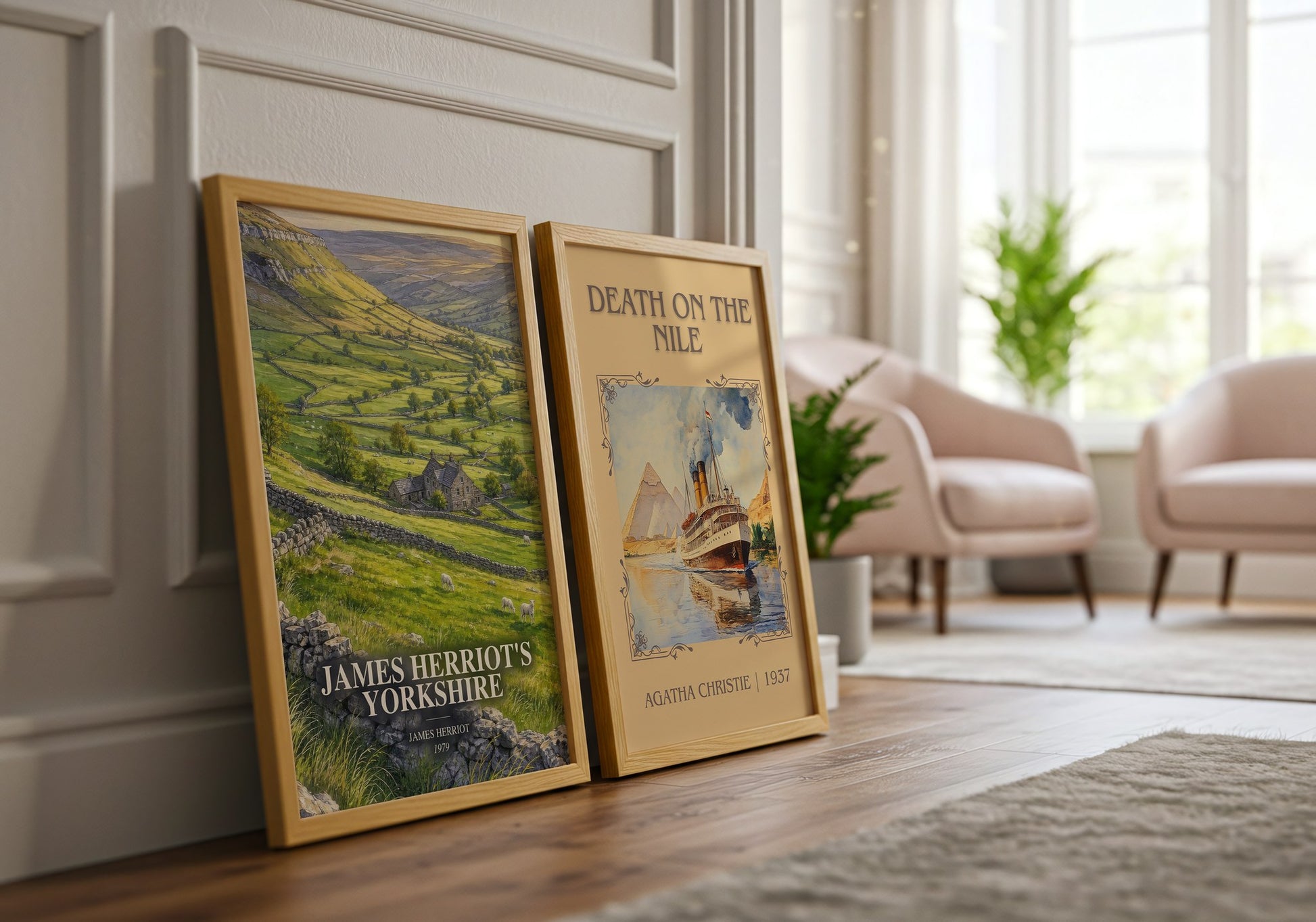 James Herriot'S Yorkshire watercolour print framed by window – literary home decor