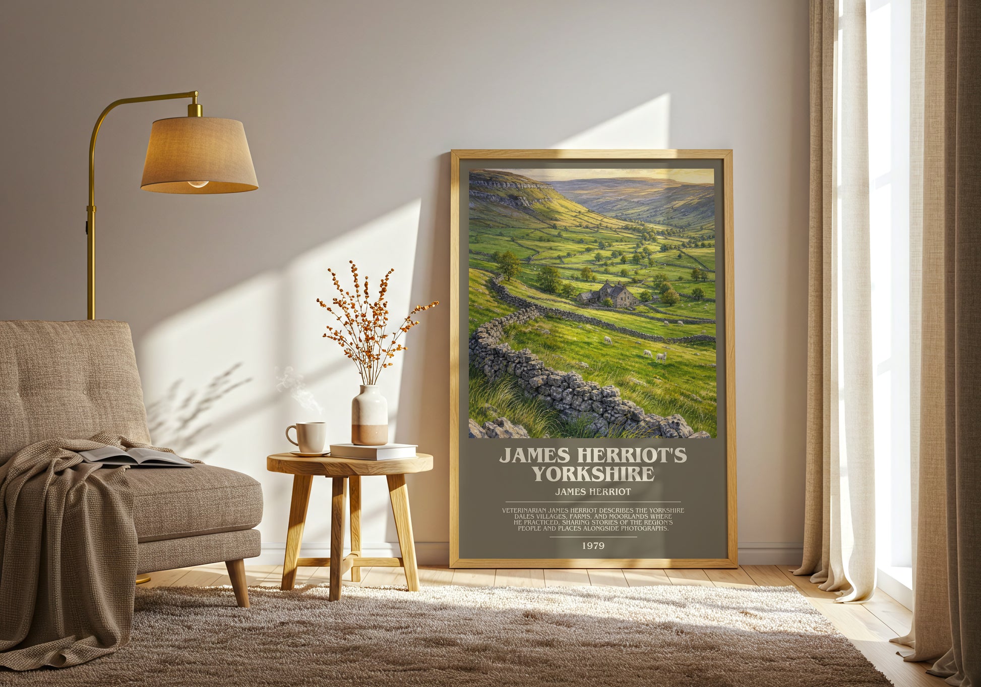 James Herriot'S Yorkshire bookish print on bookshelf – James Herriot fan gift