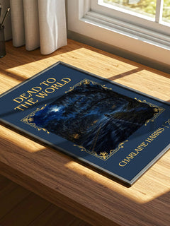 Dead to the World Classic Book Art Print by Charlaine Harris – print on a sunlit desk