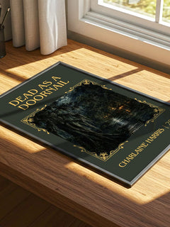 Dead as a Doornail Classic Book Art Print by Charlaine Harris – print on a sunlit desk