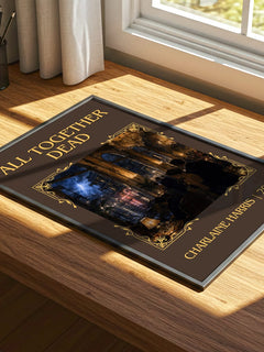 All Together Dead Classic Book Art Print by Charlaine Harris – print on a sunlit desk