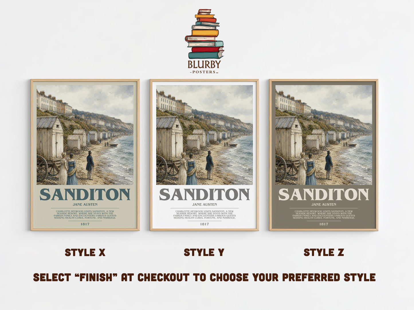 Sanditon bookish print in frame leaning in hallway – classic literature wall art