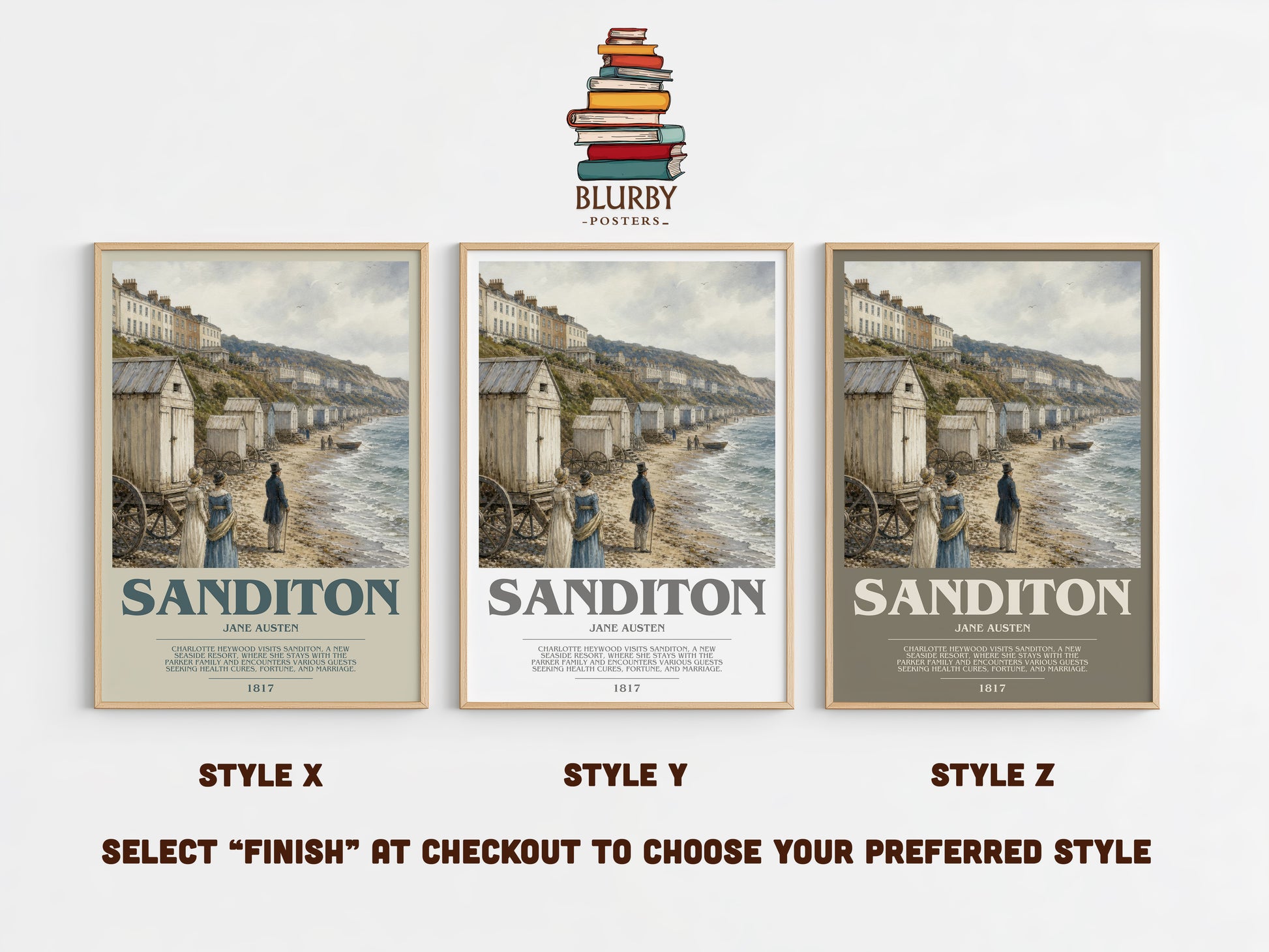 Sanditon bookish print in frame leaning in hallway – classic literature wall art