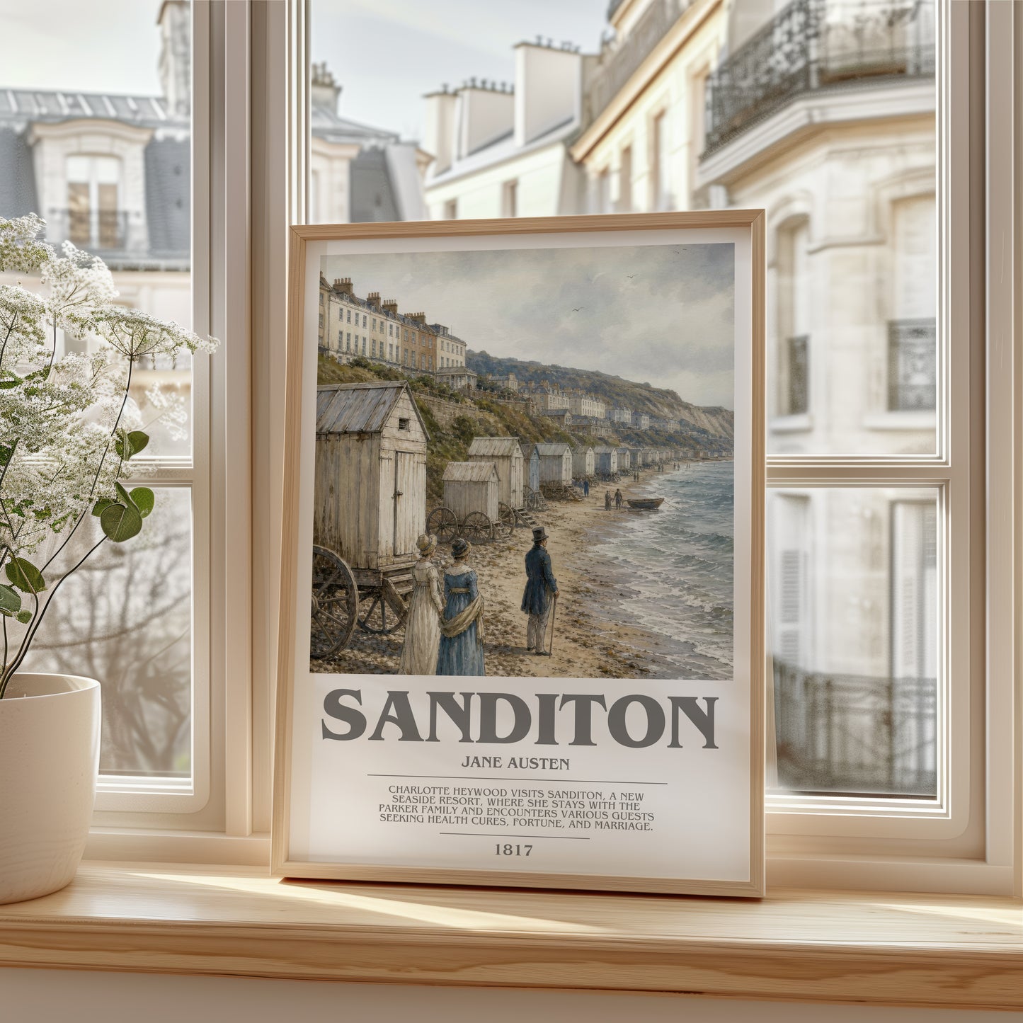 Sanditon bookish poster colour and style options – Jane Austen book art