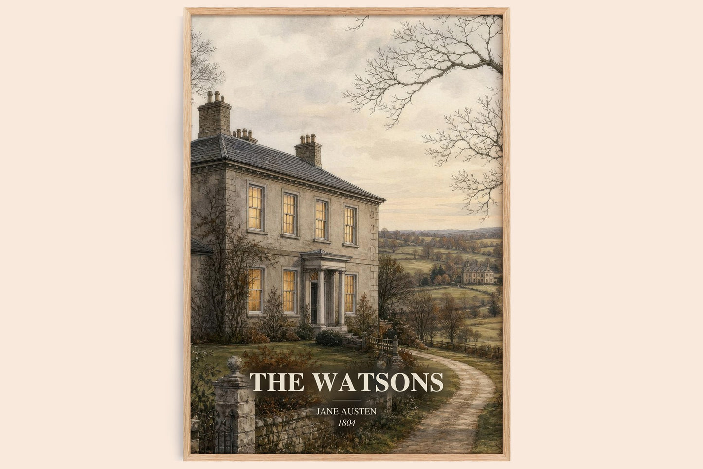The Watsons watercolour book poster by Jane Austen – framed literary art print