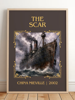 The Scar Classic Book Art Print by China Miéville – framed print leaning on a wooden floor