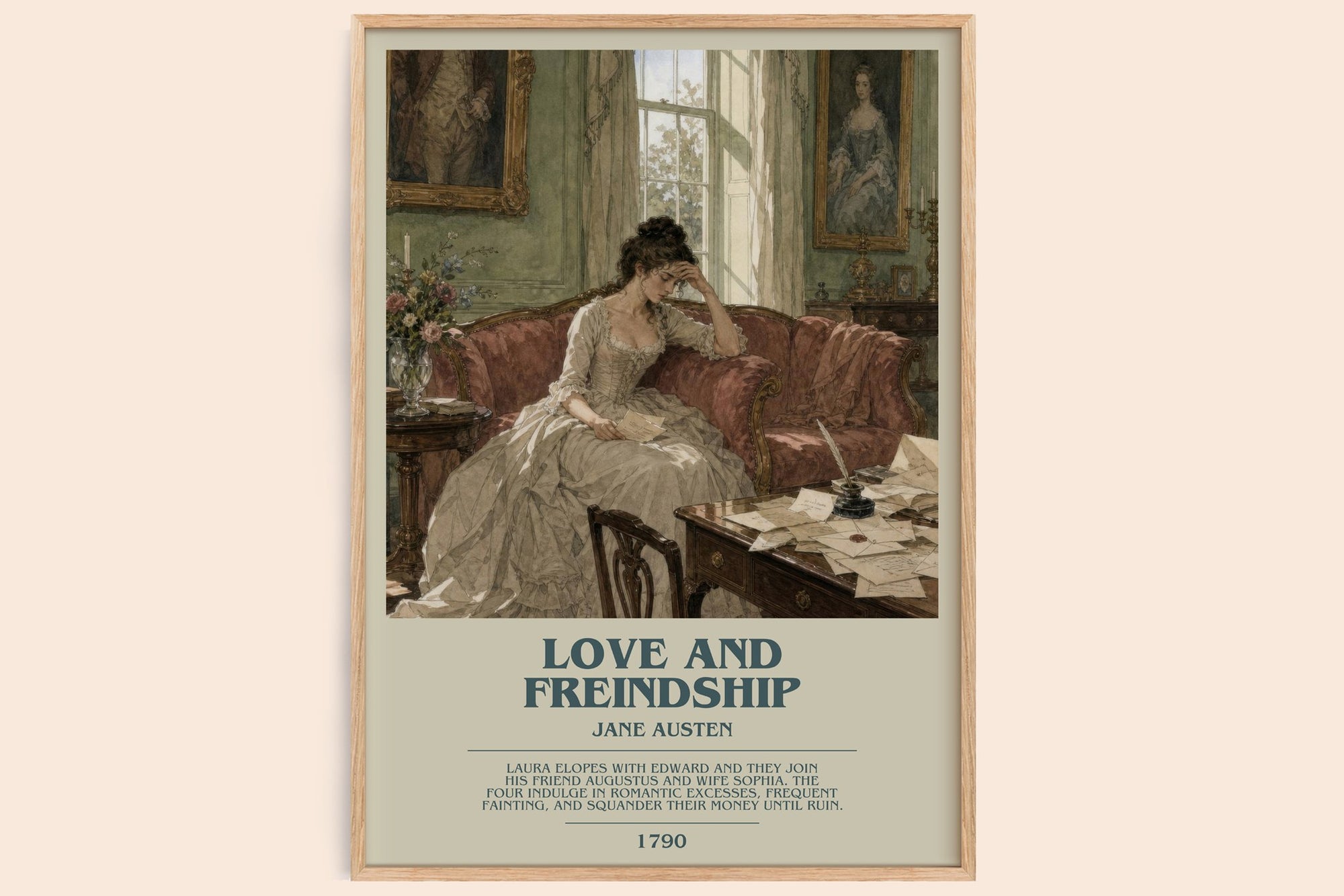 Love And Freindship bookish book poster by Jane Austen – framed literary art print