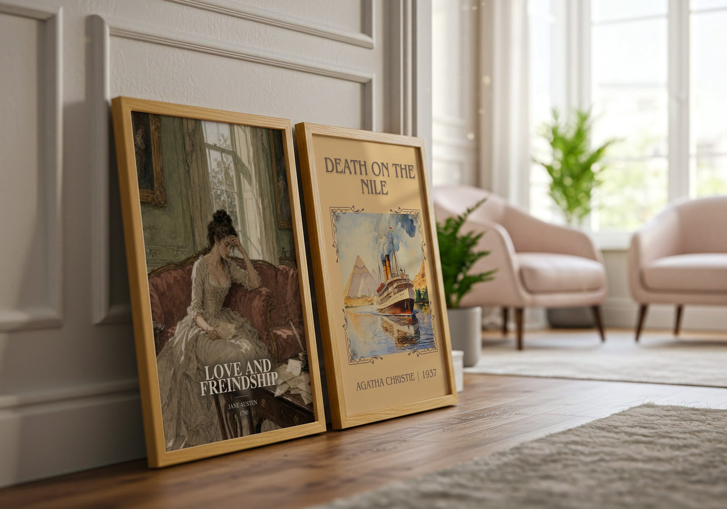 Love And Freindship watercolour print framed by window – literary home decor