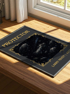 Protector Classic Book Art Print by Larry Niven – print on a sunlit desk