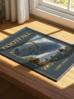 Footfall Classic Book Art Print by Larry Niven – print on a sunlit desk