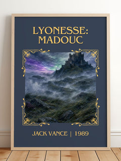 Lyonesse: Madouc Classic Book Art Print by Jack Vance – framed print leaning on a wooden floor
