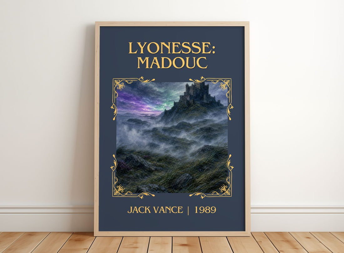 Lyonesse: Madouc Classic Book Art Print by Jack Vance – framed print leaning on a wooden floor